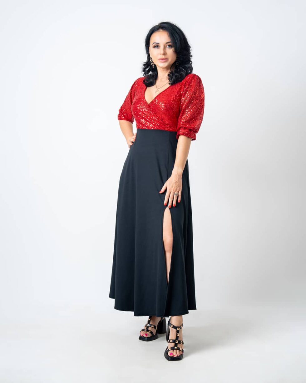 Red Sequin Two Tone - Kathyusha Red Sequin Two Tone