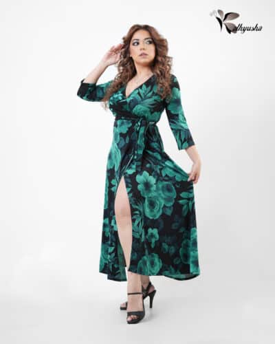 Emerald Rose Wrap Dress