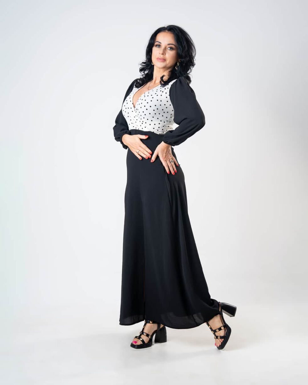 White Polka Dot Two Tone - Kathyusha White Polka Dot Two Tone