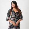 Black Rose Kimono Wrap Dress - Kathyusha Black Rose Kimono Wrap Dress