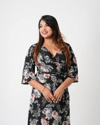 Black Rose Kimono Wrap Dress - Kathyusha Black Rose Kimono Wrap Dress