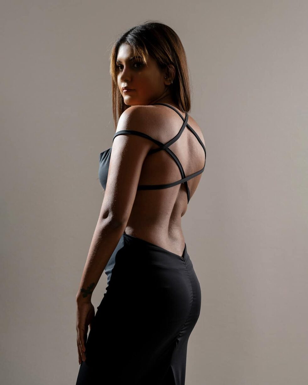 Black Cross Back Detail Dress - Kathyusha Black Cross Back Detail Dress