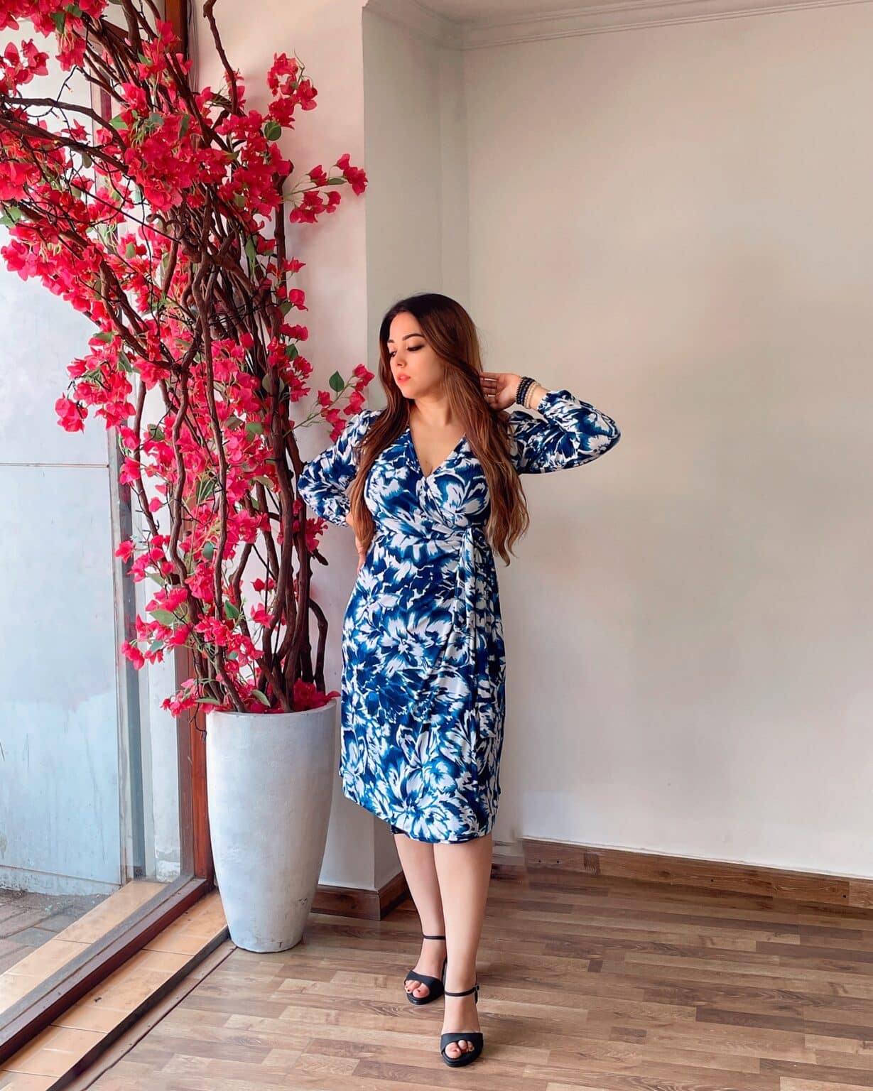 Floral Midi Wrap Dress