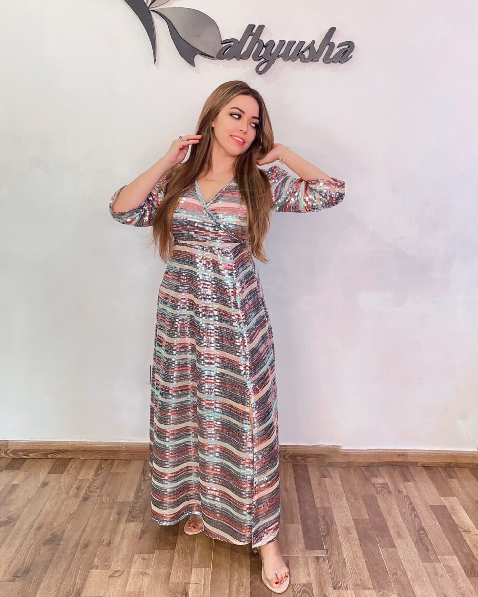 Sequin Stripe Luxe Dress - Kathyusha Sequin Stripe Luxe Dress