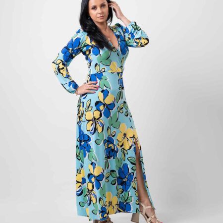 Bright Blue Floral Luxe Dress