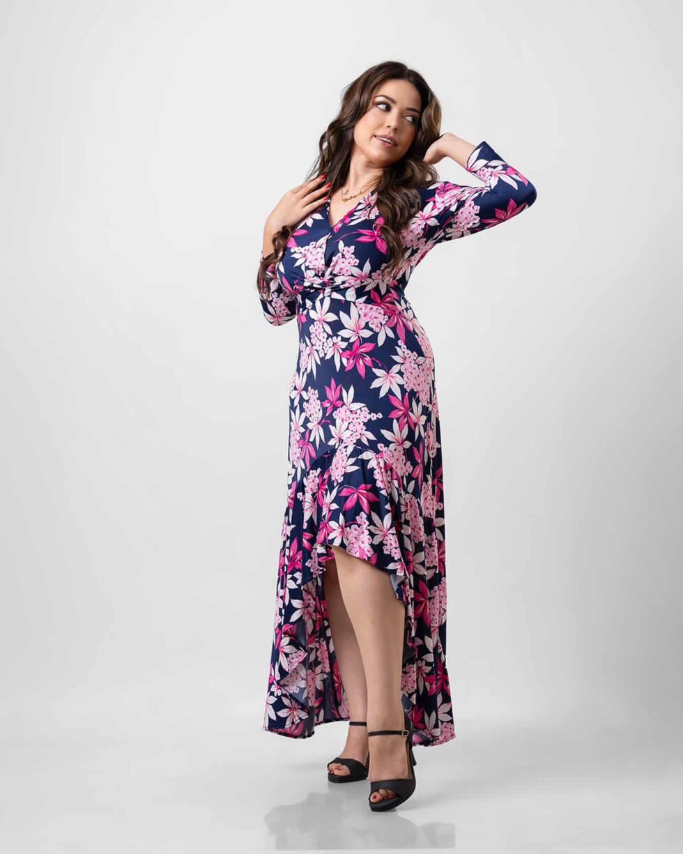 Pink Floral Front Ruffle Luxe - Kathyusha Pink Floral Front Ruffle Luxe