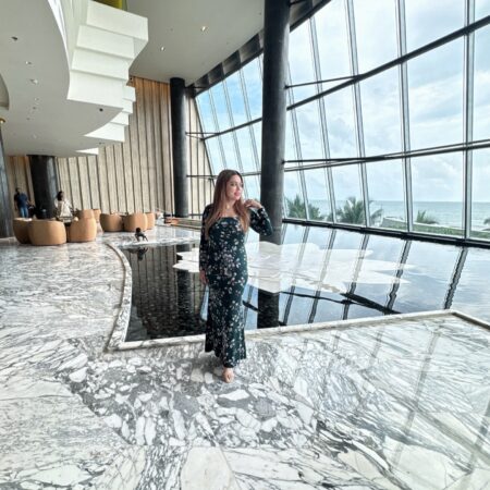 Merima Green Square Neck Luxe