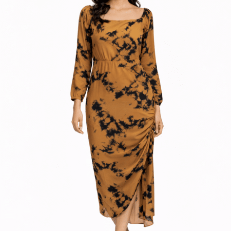 Yellow Printed Batik Side Tie Dress