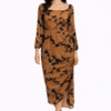 Brown Printed Batik Side Tie Dress